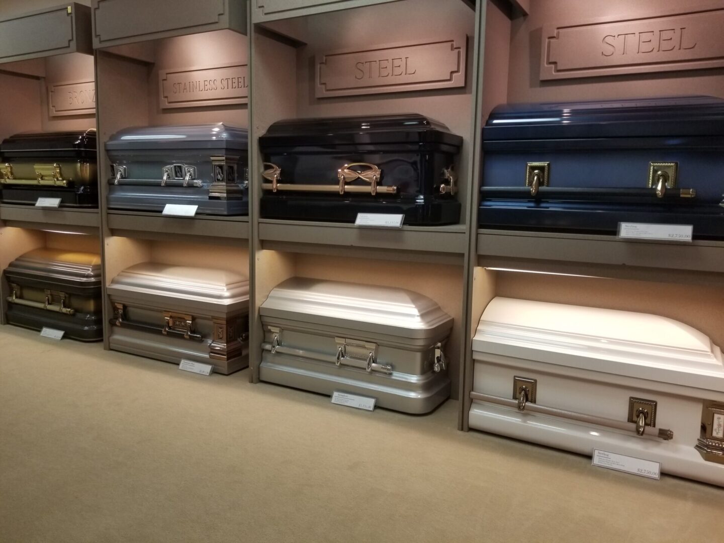 Caskets at Charter Funeral Home